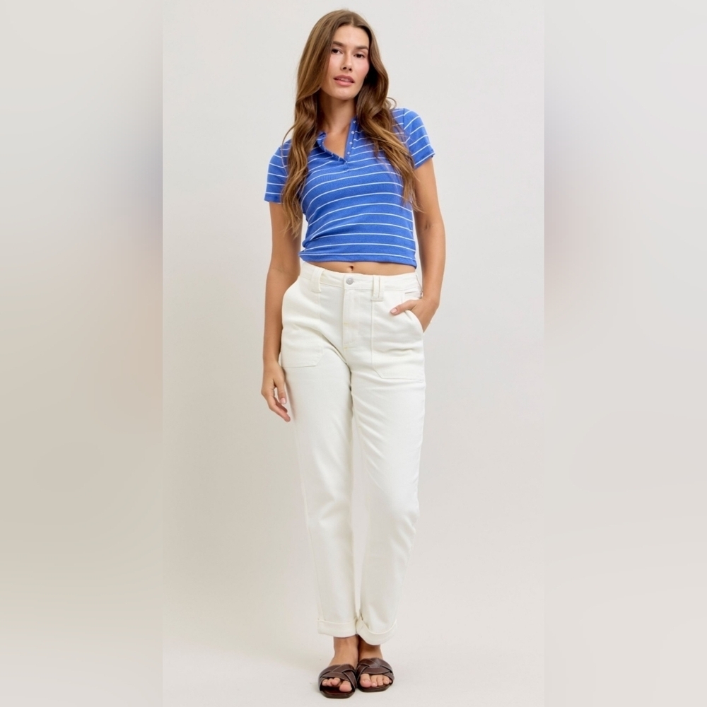 Judy Blue HR Weekender Jeans Patch Pockets Flap Back Classic White Various NEW